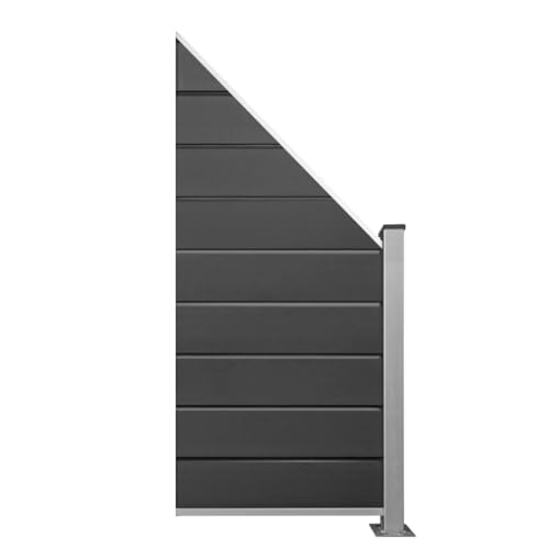 HORI® Design WPC Sichtschutz Anbauelement Schräg | Stecksystem | Zaun | Garten | Gartenzaun | Lamellenzaun | Windschutz | Zaunelemente | Aufschrauben Anthrazit von HORI