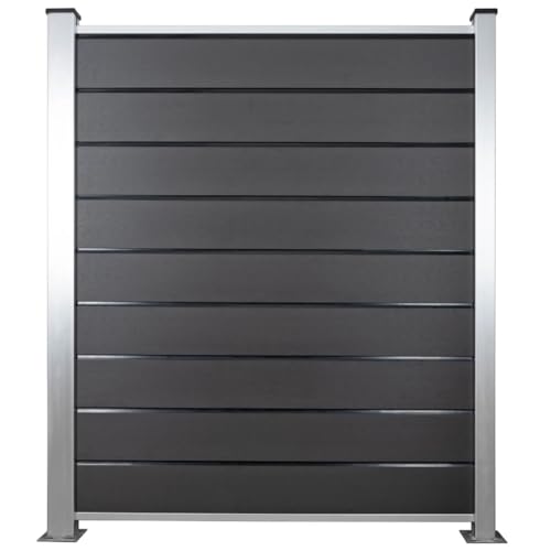 HORI® Design WPC Sichtschutz Komplettset | Stecksystem | Zaun | Garten | Gartenzaun | Lamellenzaun | Windschutz | Zaunelemente 1,85 m I zum Einbetonieren I Anthrazit von HORI