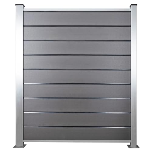 HORI® Design WPC Sichtschutz Komplettset | Stecksystem | Zaun | Garten | Gartenzaun | Lamellenzaun | Windschutz | Zaunelemente 8,92 m I zum Einbetonieren I Grau von HORI