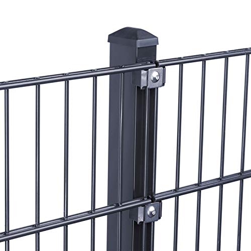 HORI® Doppelstabmattenzaun Komplettset I Metallzaun Gartenzaun I Robust und wetterfester Zaun I Höhe 123 cm I Anthrazit I RAL 7016 I mit Klemmhaltern I Zaunlänge 25 m von HORI