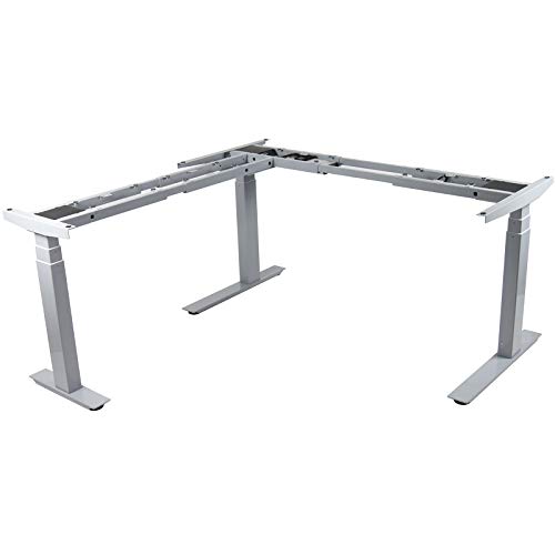 HORI® Eck-Tischgestell elektrisch höhenverstellbar für Schreibtisch PC Computertisch oder Arbeitstisch I Maße: 160 x 160 cm |Höhe 70-118 cm | bis 120 kg I Silbernes Eck-Tischgestell ohne Platte von HORI