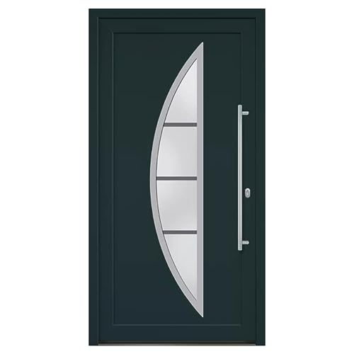 HORI® Eingangstür Kunststoff Komplettset – Hochwertige Haustür mit Wärmeschutz, 5-fach-Verriegelung & Edelstahl-Stoßgriff I Farbe: anthrazit (innen weiß) I DIN rechts I Modell: Curve I 208 x 108 cm von HORI