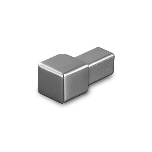 HORI® Fliesenprofil, Abschlussprofil, Kantenschutz, Edelstahlschiene I Länge 1,00 m I Außen-/Innenecke quadratisch I Höhe: 10 mm I Edelstahl imitiert glänzend von HORI