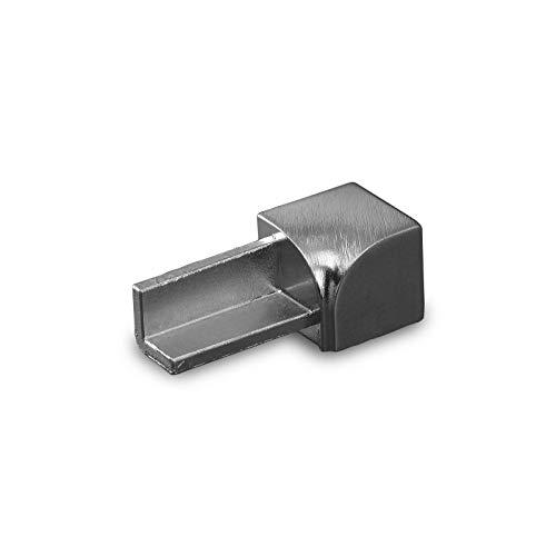 HORI® Fliesenprofil, Abschlussprofil, Kantenschutz, Edelstahlschiene I Länge 1,00 m I Außen-/Innenecke quadratisch I Höhe: 12.5 mm I Edelstahl massiv glänzend von HORI