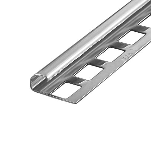 HORI Fliesenabschlussprofil und Übergangsprofil 2,5 m Kantenschutz Eck- und Kantenprofil mit Aussen- und Innenecke Rundkantenprofil I Höhe: 8 mm I Edelstahl (V2A) glänzend von HORI