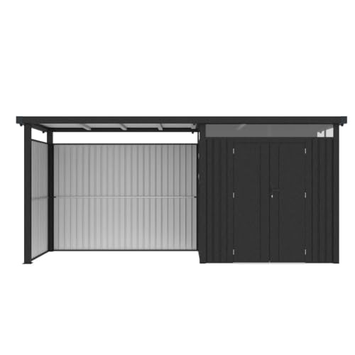 HORI® Gartenhaus | Gerätehaus aus Metall | Metallgartenhaus | Schuppen | Geräteschuppen 5050x1660x2220 | inkl. Anbau | Rück- Seitenwand von HORI