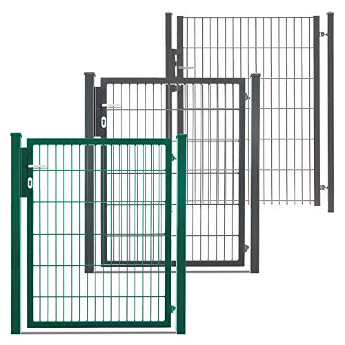 HORI® Gartentor für Doppelstabmattenzaun I Gartentür anthrazit-grau I inkl. Schloss & Beschlag I Wetterfestes Tor für Garten, Hof & Einfahrt I Modell Basic I Höhe 123 cm von HORI