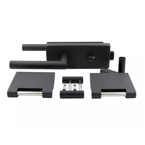 HORI® Glastürbeschlag Set Schwarz I Türschloss-Set Ganzglastüren I Türgriff mit Bändern & Rahmenteil I Glastürschloss Innentür I Glastür Scharniere I Beschläge Glas Eckig | WC - Schloss von HORI
