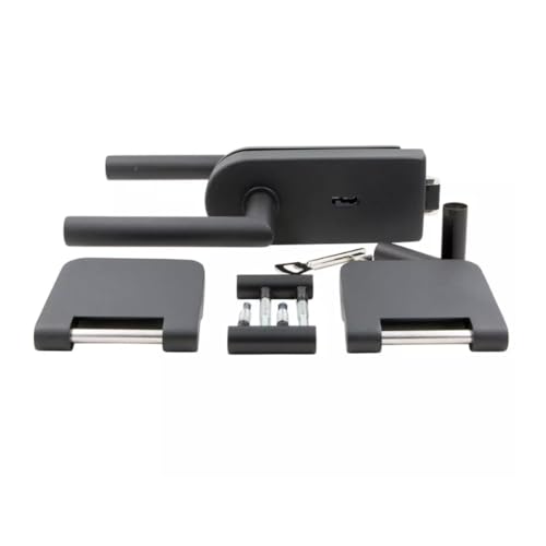 HORI® Glastürbeschlag Set Schwarz I Türschloss-Set Ganzglastüren I Türgriff mit Bändern & Rahmenteil I Glastürschloss Innentür I Glastür Scharniere I Beschläge Glas Rund | Buntbartschloss von HORI
