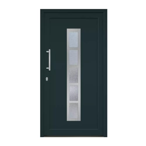 HORI® Haustür Eingangstür Komplettset – Robuste Hauseingangstür mit moderner Optik, hoher Wärmedämmung & Sicherheit, I Farbe: anthrazit (innen weiß) I DIN links I Modell: Frame I 210 x 100 cm von HORI