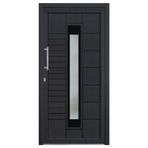 HORI® Haustür Kunststoff, aluminium, Komplettset konfigurieren, Hauseingangstür Modern I Farbe: anthrazit (innen weiß) I DIN links I Modell: Stripe I 200 x 88 cm von HORI