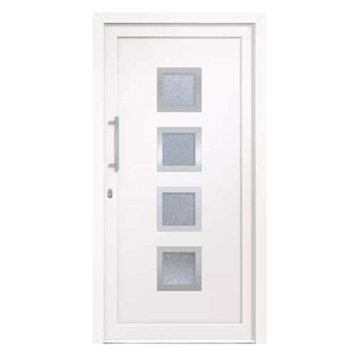 HORI® Haustür Eingangstür Kunststoff Komplettset Hauseingangstür I Farbe: weiß I DIN links I Modell: Square I 200 x 88 cm von HORI