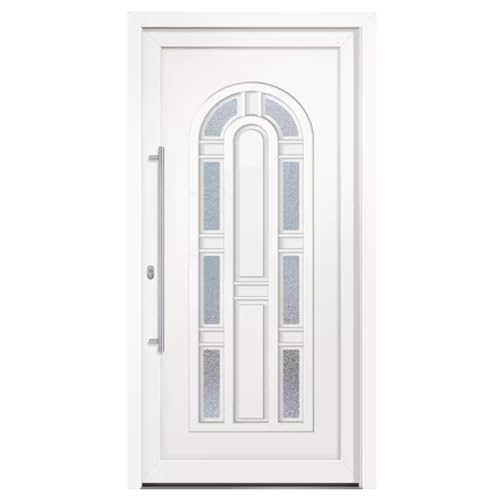 HORI® Eingangstür Kunststoff Komplettset - Classic – Moderne Hauseingangstür mit Stahlverstärkung, Wärmeschutz & 5-fach-Verriegelung I Farbe: Weiß I DIN rechts I Modell: Classic I 2080 x 1080 cm von HORI