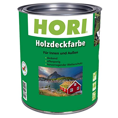 HORI® Holzfarbe für Innen und Außen I Landhausfarbe, natürlich deckend I Farbe Verkehrsgrau von HORI
