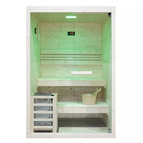 HORI® Moderne Sauna Heimsauna inkl. Ofen & Saunasteine | 3,6 kW Ofen I 2 Personen von HORI