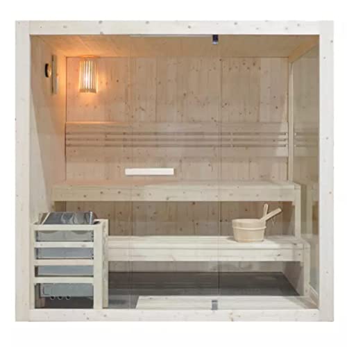HORI® Moderne Sauna Heimsauna inkl. Saunaofen & Saunasteinen | 6 kW Ofen I 4 Personen von HORI