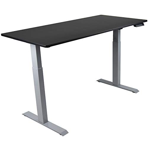 HORI® Schreibtisch PC Computertisch oder als Arbeitstisch mit elektrisch höhenverstellbarem Tischgestell I Maße: 120 x 68 cm | bis 120 kg I Silbernes Tischgestell mit anthraziter Platte von HORI