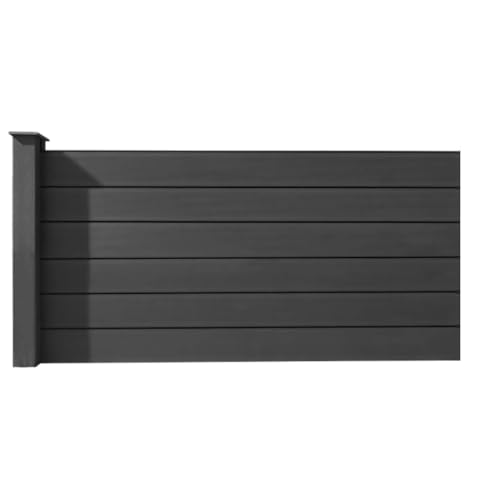 HORI Sichtschutzzaun Anbauelement Halbhoch | WPC Zaun mit schmalen Lamellen | Anthrazit Windschutz | Robuster Gartenzaun zum Aufschrauben | Modernes Design Aufschrauben Anthrazit von HORI