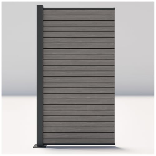 HORI® Sichtschutzzaun Rhombus-Style Anbauelement schmal | WPC Windschutz | Robuster Zaun für Garten & Terrasse | Erweiterbares Sichtschutzsystem | Modernes Design I Aufschrauben Graubeige von HORI