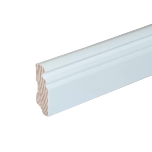 HORI® Sockelleiste - Weiß folierte Fußbodenleiste aus MDF oder Massivholz I verschiedene Maße und Profile I Modernes Design für Laminat, Parkett, Vinyl und mehr Massiv Hamburger I 96.00 von HORI