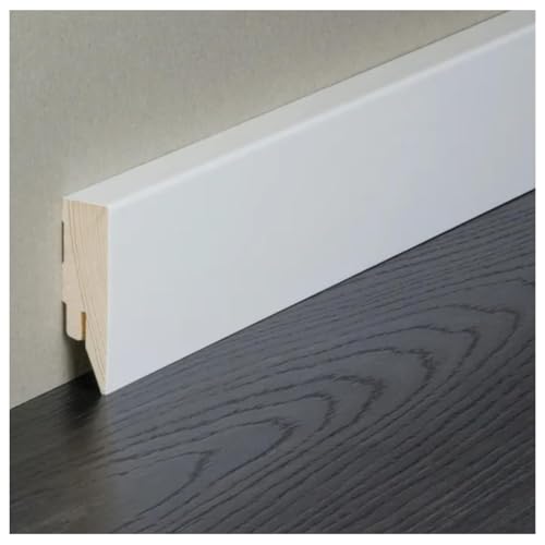 HORI® Sockelleiste weiß lackiert RAL 9016 I Massivholzkern Fußleiste I Modernes Profil I Hochwertige Bodenleiste für perfekten Abschluss I Wandabschlussleiste I Maße: 2400 x 16 mm | Höhe: 58 von HORI