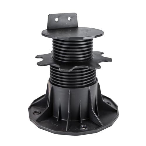 HORI® Stelzlager Höhenverstellbar für Terrassendielen-Unterkonstruktion I Terrassenlager für WPC, Holz & Aluminium I Inkl. Befestigungswinkel & Vorbohrungen I Stufenlos Einstellbar I Stelzlager L von HORI