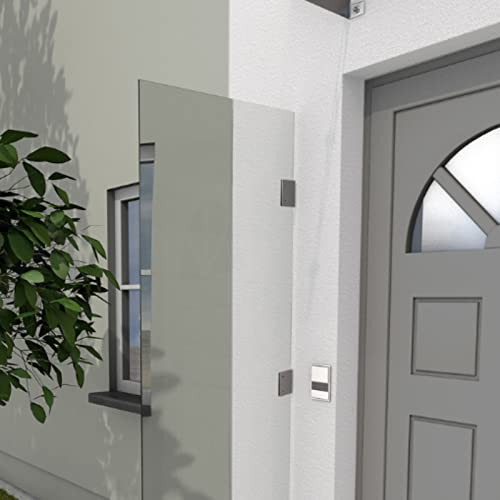 HORI® Vordach Türdach für draußen Edelstahl aus VSG Glas | Größe: 1850 x 600 x 6 mm | Iron Seitenblende von HORI