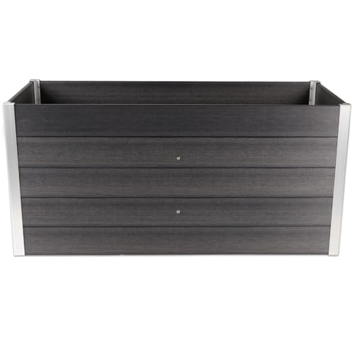 HORI® WPC-Hochbeet Pflanzkasten Gemüsebeet Frühbeet Gartenbeet | 3 Größen verfügbar | Farbe: Anthrazit mit Holzoptik | Langlebig, wetterfest & pflegeleicht Größe: 110 x 70 x 75 cm von HORI