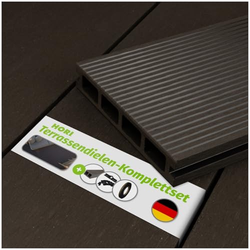 HORI® WPC-Terrassendiele Kuba anthrazit | Komplett-Set inkl. 40x60 mm Unterkonstruktion & Clips | Wetterfest & pflegeleicht Dielenlänge 3,20 m I Fläche 10 m² von HORI
