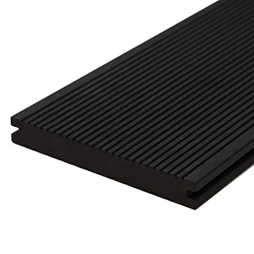HORI® WPC Terrassendielen Komplettset Massiv | | Splitterfrei & witterungsbeständig | Inkl. Unterkonstruktion & Befestigungsset | Fläche: g) 60 m² I 4200 mm Dielenlänge I Anthrazit von HORI