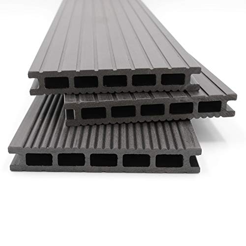 HORI® WPC Terrassenfliesen | Terrassendielen Malta Grau | Komplett-Set inkl. 40x60 mm Unterkonstruktion & Clips | Langlebig & Wetterfest | Rutschfest | Pflegeleicht | Dielenlänge 3,20 m I Fläche 6 m² von HORI