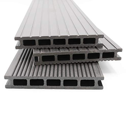 HORI® WPC Terrassenfliesen | Terrassendielen Malta Grau | Komplett-Set inkl. 40x60 mm Unterkonstruktion & Clips | Langlebig & Wetterfest | Rutschfest | Pflegeleicht | Dielenlänge 5,40 m I Fläche 44 m² von HORI