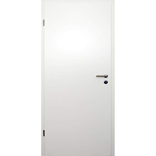 HORI® Zimmertür Komplettset mit Zarge und Edelstahl Türdrücker I Innentür CPL Weiß I Größen und BB- oder WC-Schloss wählbar I 1985 x 985 x 140 mm I DIN links von HORI