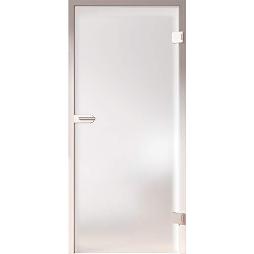 HORI® Zimmertür Komplettset mit Zarge und Türdrücker I Milchglas Dreh-Tür aus 8 mm ESG Glas I Höhe 198,5 cm I 860 mm I DIN Rechts I Wandstärke: 160 mm (158-177 mm) mm von HORI