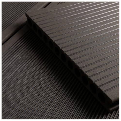 HORI WPC BPC Terrassendielen Komplettset XXL Hohlkammerprofil 25x250mm Dunkelgrau Anthrazit Braun pflegeleicht rutschfest Terrassenbrett Fläche: 7 m², Dielenlänge: 290 cm Farbe: Dunkelgrau-Braun von HORI
