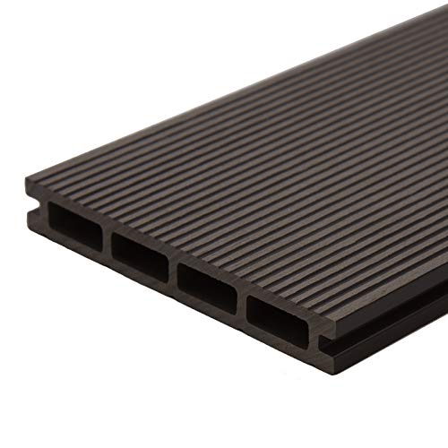 HORI WPC-Terrassendiele Komplettset Hohlkammer Komplettbausatz Terrassenplatten Premium Terrassenboden Garten I Fläche: 26 m² I 4,20 m Dielenlänge I Grau von HORI