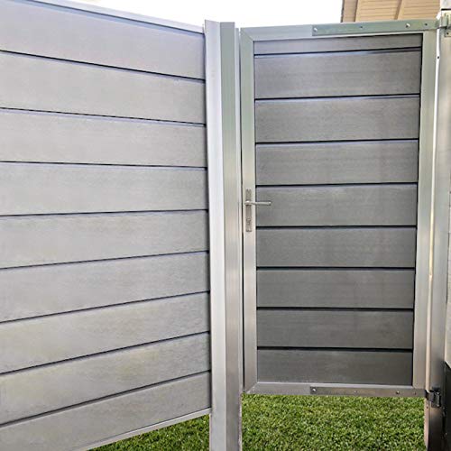 HORI® WPC Zauntor Design Alu Gartentor Tor 180x90 cm Zauntür Gartenzaun I Grau von HORI