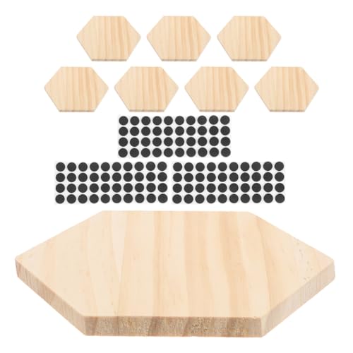 HORIALENCE 1 Set Unbehandelte Holzuntersetzer: Sechseckige, Blanke Holzuntersetzer Mit -matten – Bastel-tassenunterlage Zum Selbermalen, Heimdekoration, Tischschutz von HORIALENCE