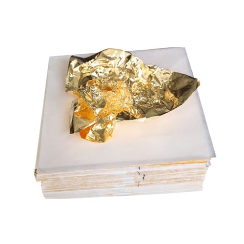 HORIALENCE 100 Stück Imitations goldfolie Leichtes Dekorpapier zum Basteln Malen Möbelveredelung Vielseitig Einsetzbar für Holz Keramik Glas Metall Stoff und Kunsthandwerk von HORIALENCE