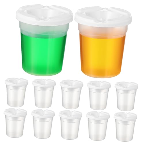HORIALENCE 12 Stück Teiliges Auslaufsicheren Stapelbaren Paint Mixing Cups mit Transparentem Becher und Sicherem Deckel Wiederverwendbare Leicht zu Reinigende Farbbecher für Schule und von HORIALENCE