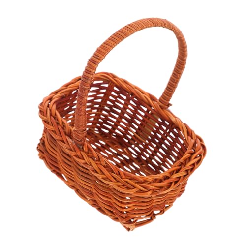 HORIALENCE Mini Geflochtener Korb mit Henkel für Ernte und Picknick Kleiner Blumenkorb für DIY für Miniaturlandschaften und Geschenke Robuste Rattanstruktur Tragbar und Leicht von HORIALENCE