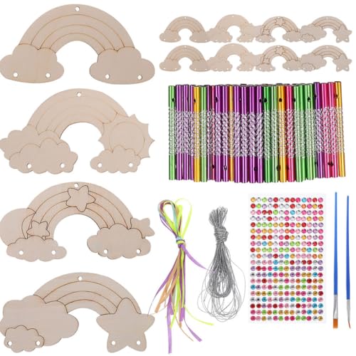 HORIALENCE 2 Sätze Handgemachte Holz Windspiele DIY Set mit Bunten Regenbogen Slices Bänder Drähte und Stifte für Kreative Garten und Wohnungsdekoration HORIALENCE 2 Sätze Handgemachte Holz Windspiele DIY Set mit Bunten Regenbogen Slices Bänder Drähte und Stifte für Kreative Garten und Wohnungsdekoration von HORIALENCE