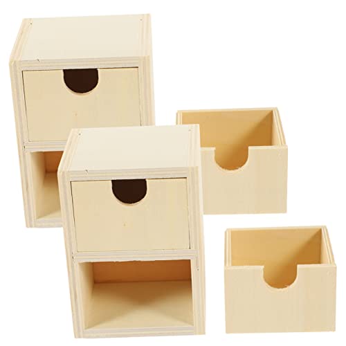 HORIALENCE 2 Stck Unlackierte Holzschubladen DIY Kleine Holzschubladen mit Schichten für Bastelprojekte Fördert Kreativität und Handfertigkeiten bei Kindern von HORIALENCE