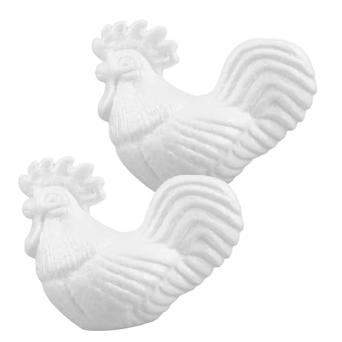 HORIALENCE 2 Stück DIY Schaumstoff Hahn Figuren für Unvollendete Bastelornamente Kreativität und Feinmotorik von HORIALENCE