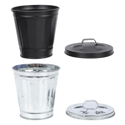 HORIALENCE 2 Stück Mini Mülleimer mit Deckel Kreative Abfallbehälter für Schreibtisch Wohnzimmer und Küche Platzsparend Stilvolles Design Geruchsneutral und Praktisch von HORIALENCE