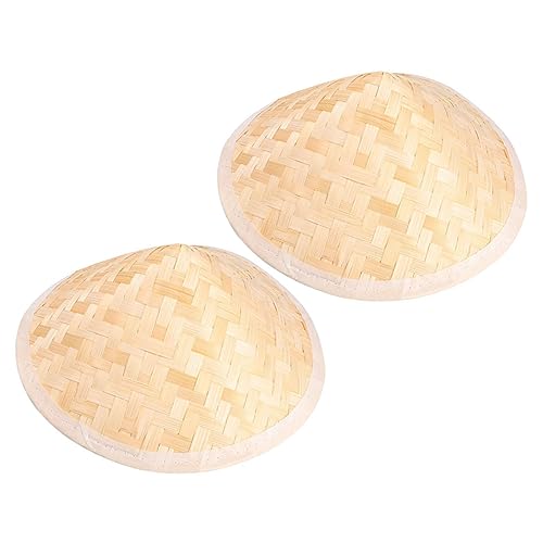 HORIALENCE 2 Stück Teiliges Handgewebte Bambusstrohhüte Robuste Wanddekoration für Kindergarten und Klassenzimmer Natürliche Fotorequisiten und Malhut Mittelgroß Sichere Glatte Oberfläche von HORIALENCE
