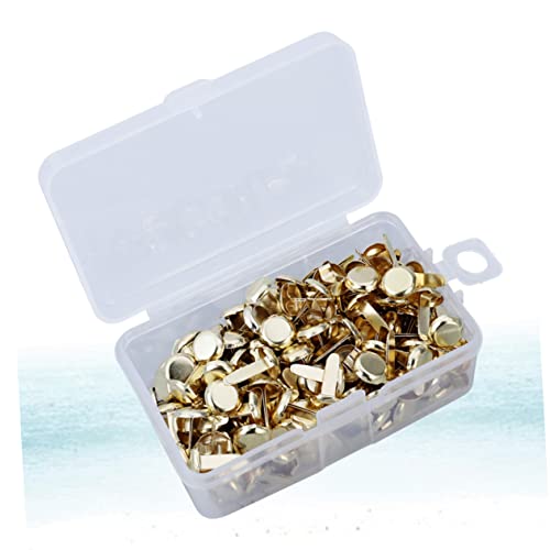 HORIALENCE 200 Stück Elektroplattierte Brads Runde Metallklammern für Basteln und DIY Gold Aufbewahrungsbox für Papierarbeiten und Scrapbooking von HORIALENCE