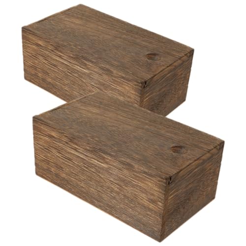 HORIALENCE 2Stücke Holzschatulle Geschenkverpackung Aufbewahrungsbox mit Schiebedeckel Schmuckbox für Ringe Ohrringe Tragbare Holzbox für Zuhause Unterwegs Hochwertige von HORIALENCE