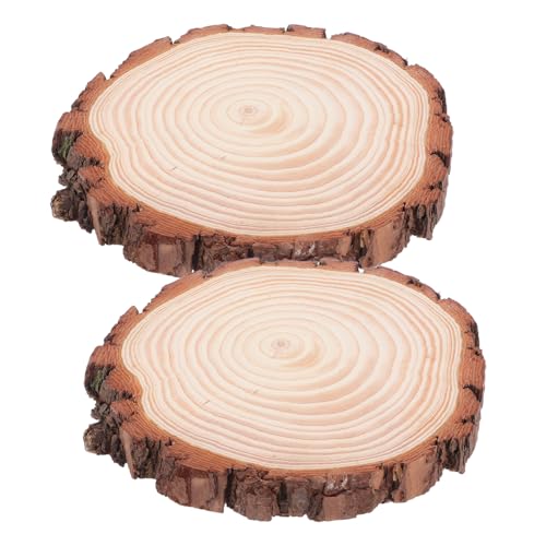 HORIALENCE 2Stücke Rustikale Holzscheiben Unbehandelte Runde Holzscheiben mit Rinde für DIY Projekte und Feiertagsdekorationen von HORIALENCE