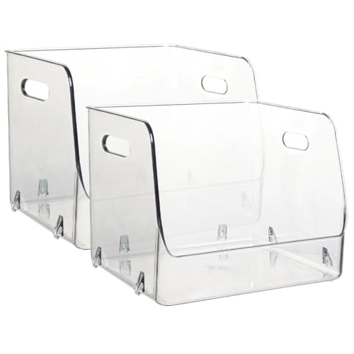 HORIALENCE 2Stücke Transparent Schmuck und Kosmetik Organizer Box Stapelbare Aufbewahrungsbox Pet für Schreibtisch und Badezimmer zur Ordnung von Kleinteilen von HORIALENCE